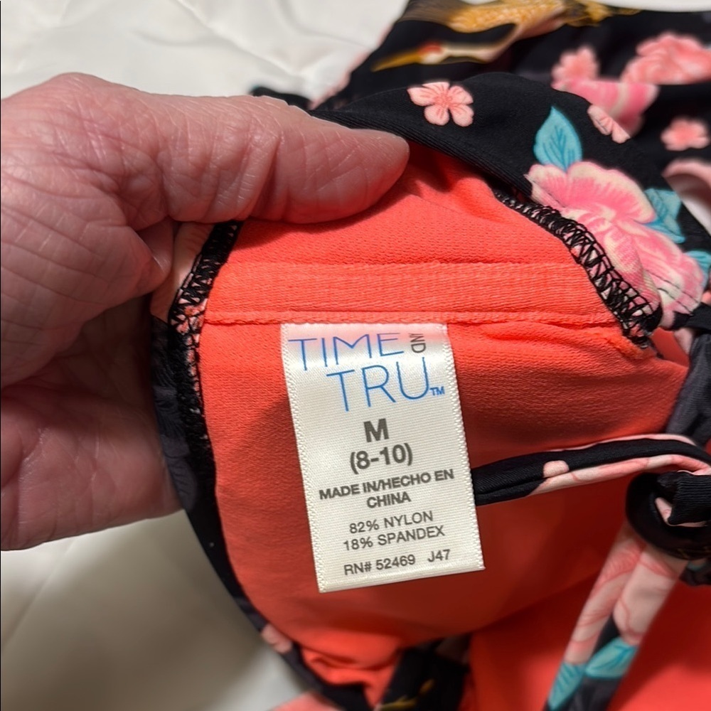 Time & Tru Floral Ruffle Bikini Top - Picture 7 of 9